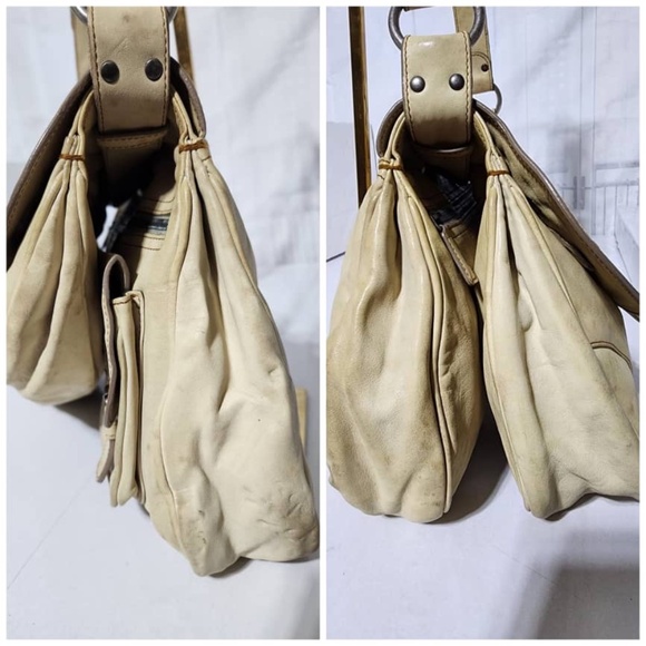 Authentic Christian Dior Vintage Medium Gaucho Saddle Bag Cream/Brown - Picture 8 of 15